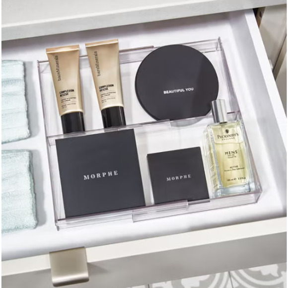 The Home Edit Angled Expandable Drawer Organizer Clear 6-3/4" x 10" x 1-3/4" h - Picture 1 of 3